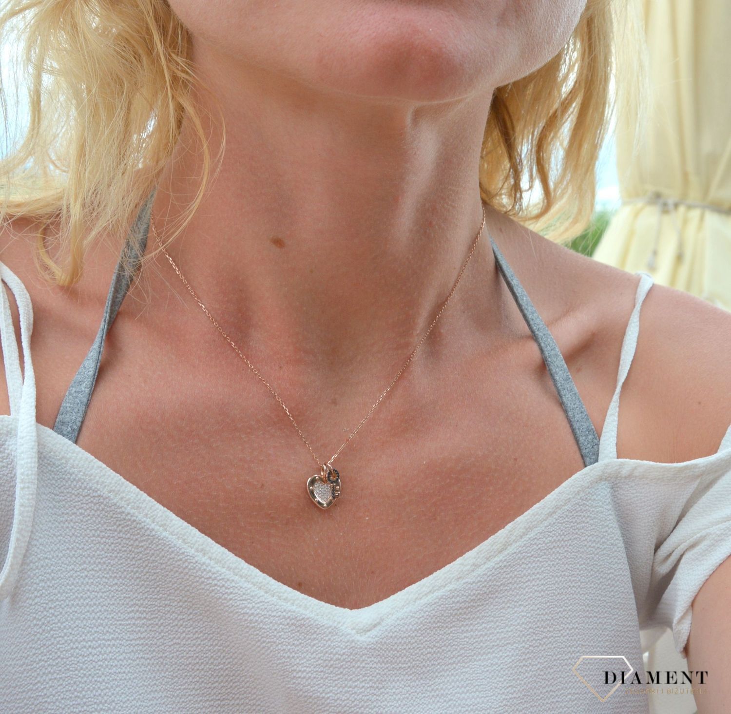 Celebrytka srebrna naszyjnik 'Serce z kłódką' Dall'Acqua ✓ Celebrytka w kształcie gwiazdki ozdobione czarnymi cyrkoniami, dodatkowym elementem są dwie czarne cyrkonie 11.jpg